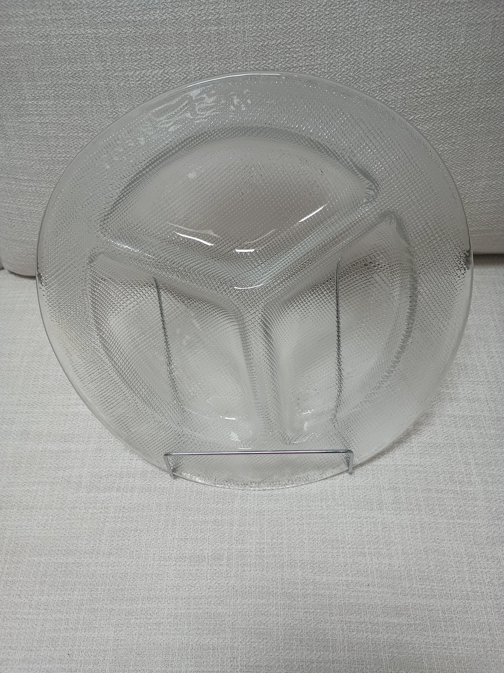 Clear Textured Glass Divided Serving Plate Clear 12 1/2"